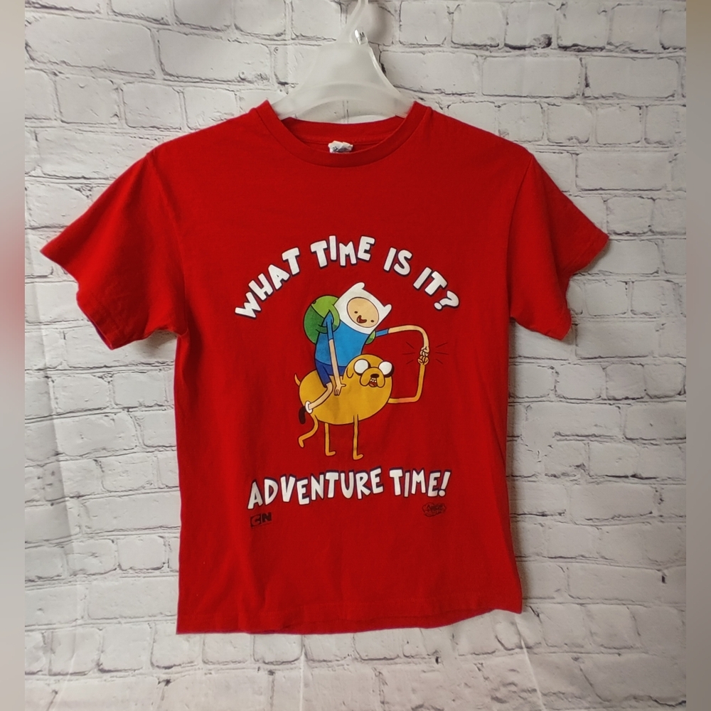 Vintage Delta Adventure Time Jake and Fin What Time is it Tee Med Shirt Red